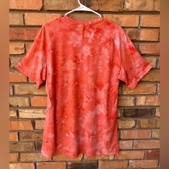 Lululemon “Always Agile” Shirt Men Spray Diamond Dye White Warm Coral Gym (L) - Picture 3 of 8